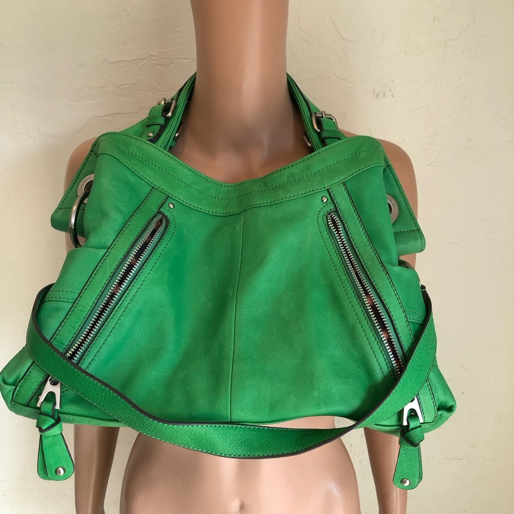 b. makowsky Emerald Green Leather Shoulder Bag